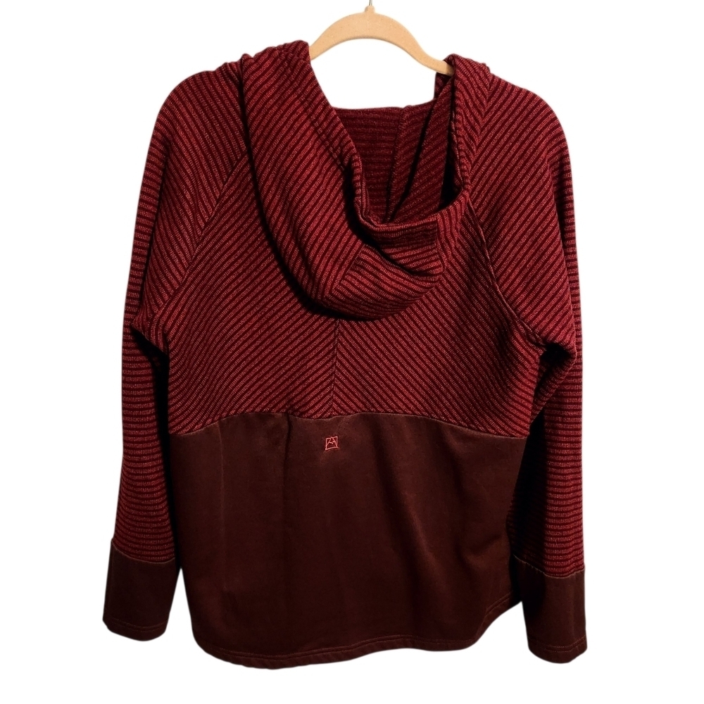 Avalanche | Women's Maroon Striped Hoodie Sweatshirt w/ Zipper Pockets (Size XL) - Picture 13 of 13